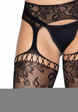 calze sexy garter belt stockings nero taglia unica leg avenue dettaglio