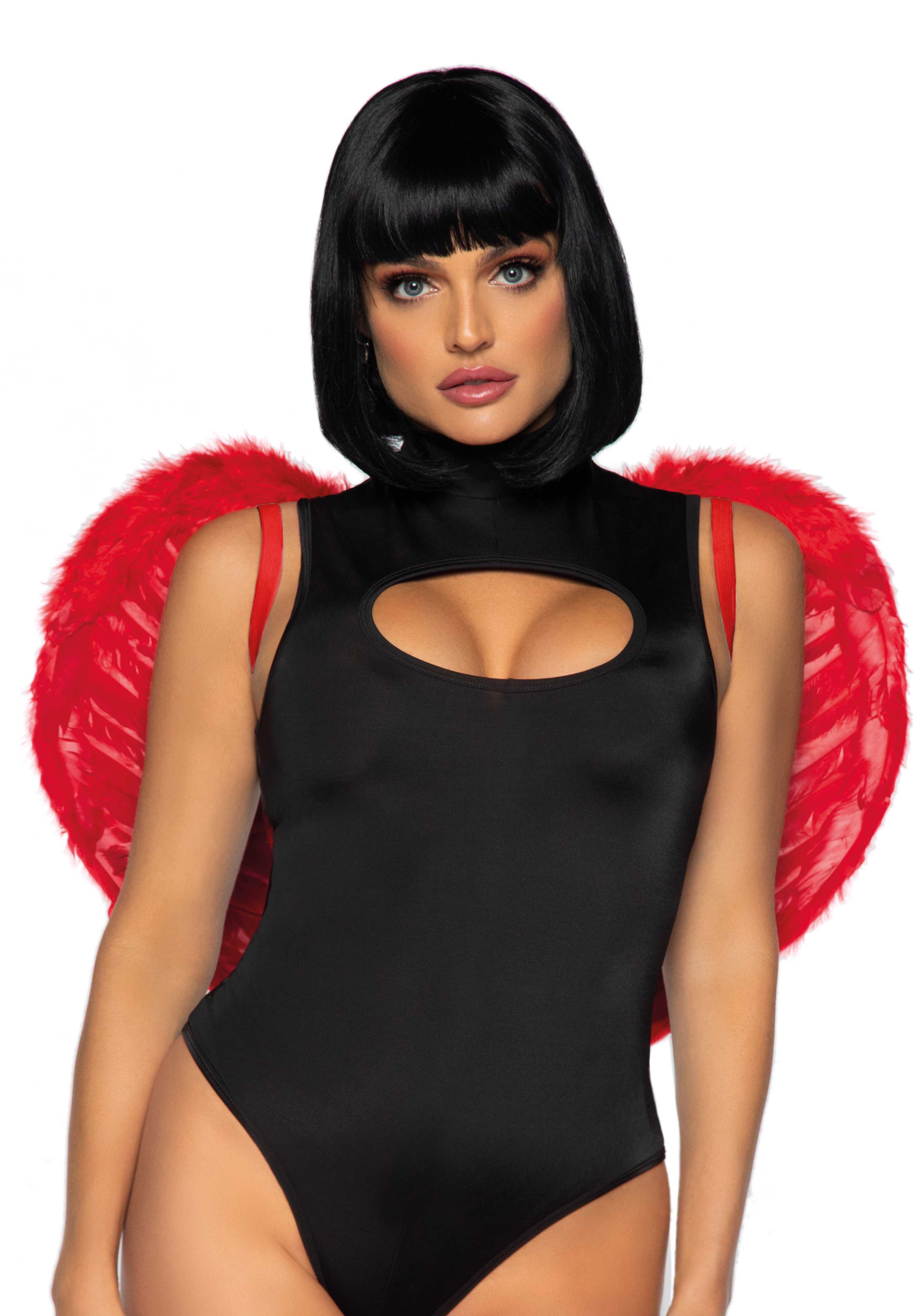 ali diavolo sexy marabou feather rosso leg avenue