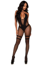 tuta sexy fishnet keyhole twist nero taglia unica leg avenue