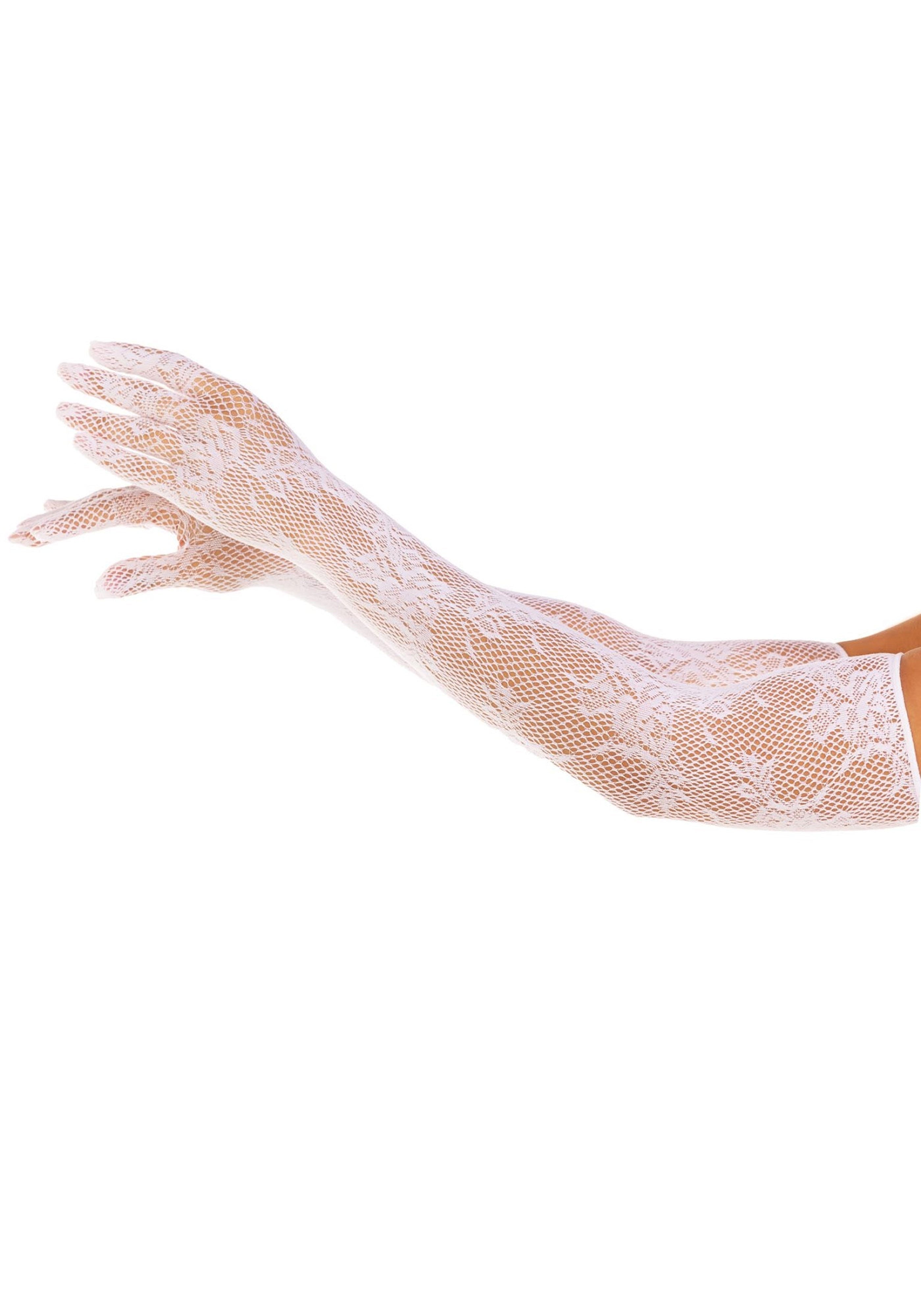 guanti sexy opera floral bianco leg avenue