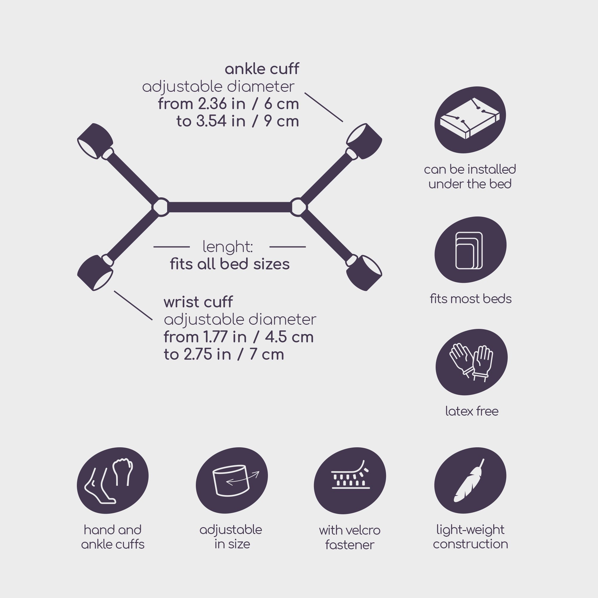 costrittivo bondage bed restraints nero crushious