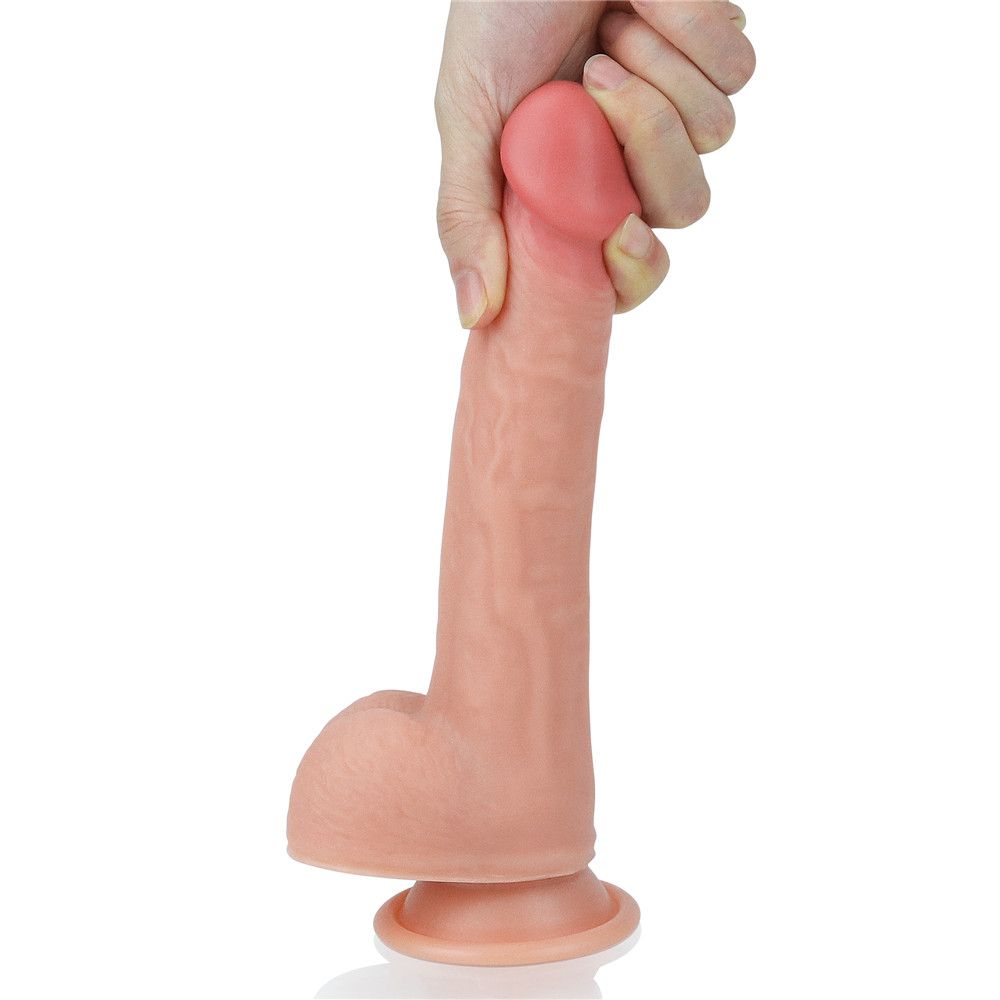 dildo dual layered justin lovetoy con mano
