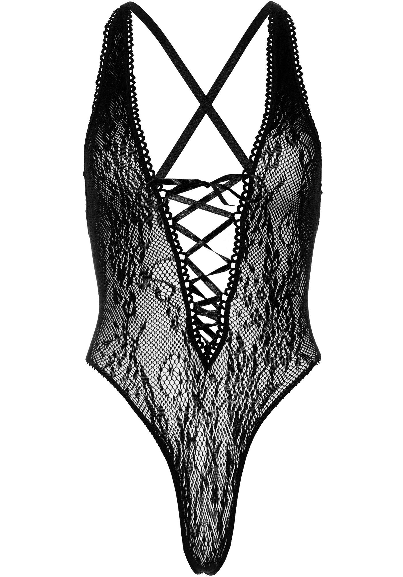 body sexy floral lace thong nero taglia unica leg avenue principale