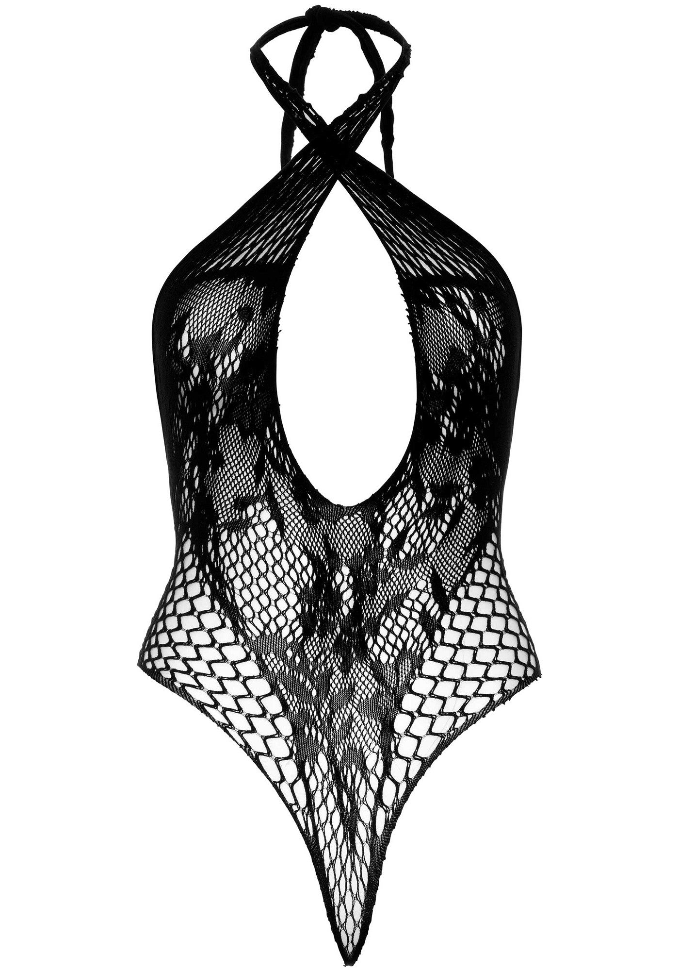body sexy lace and net halter nero taglia unica leg avenue accessori