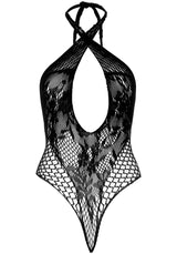body sexy lace and net halter nero taglia unica leg avenue accessori