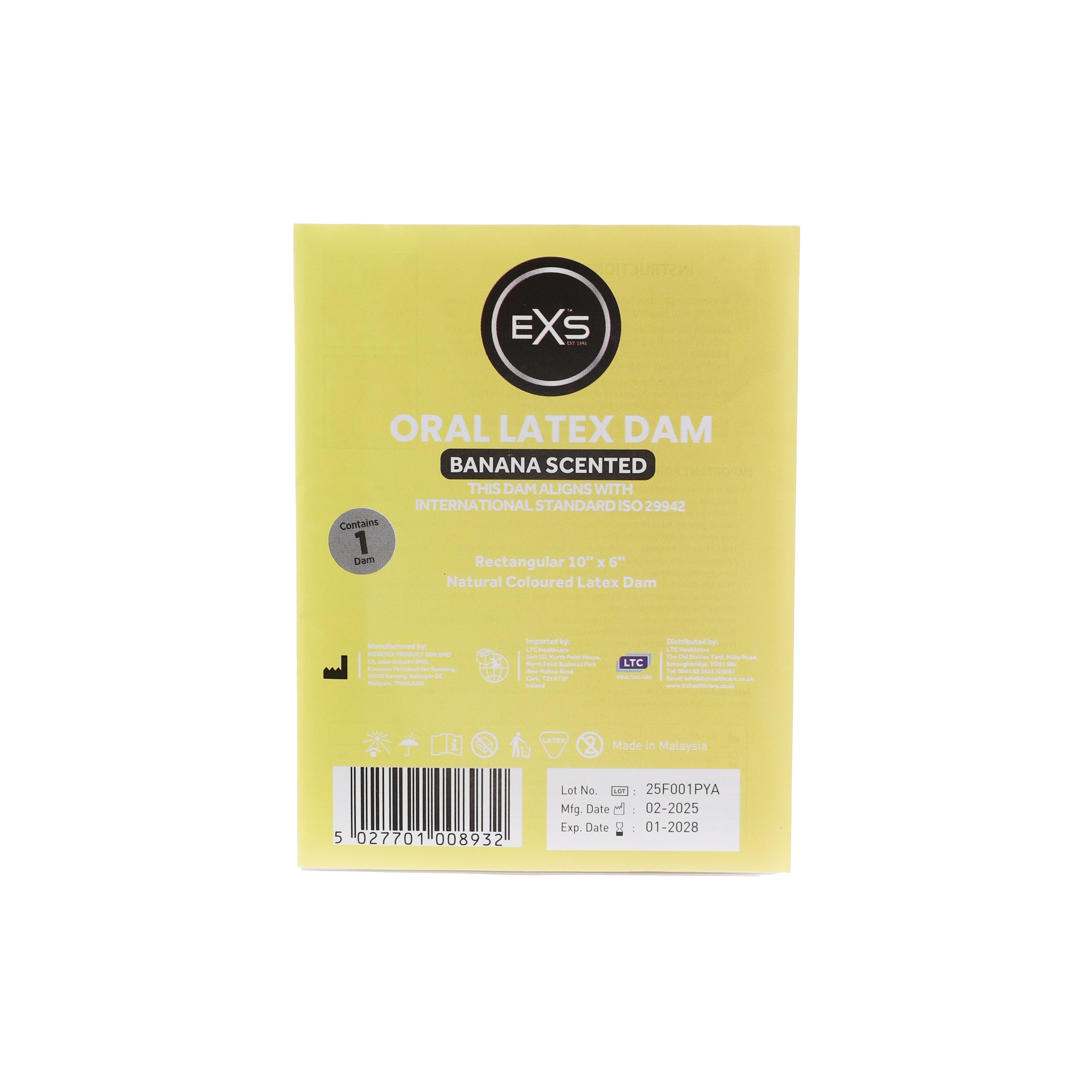 preservativi aromatizzati oral dams banana 100pz exs