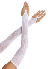guanti sexy floral guantlet bianco leg avenue