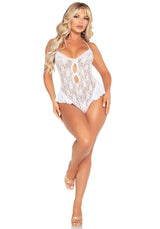 body sexy bow and ruffles bianco taglia unica leg avenue