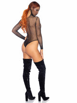 body sexy rhinestone fishnet nero taglia unica leg avenue