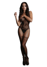 tuta sexy lace and fishnet nero