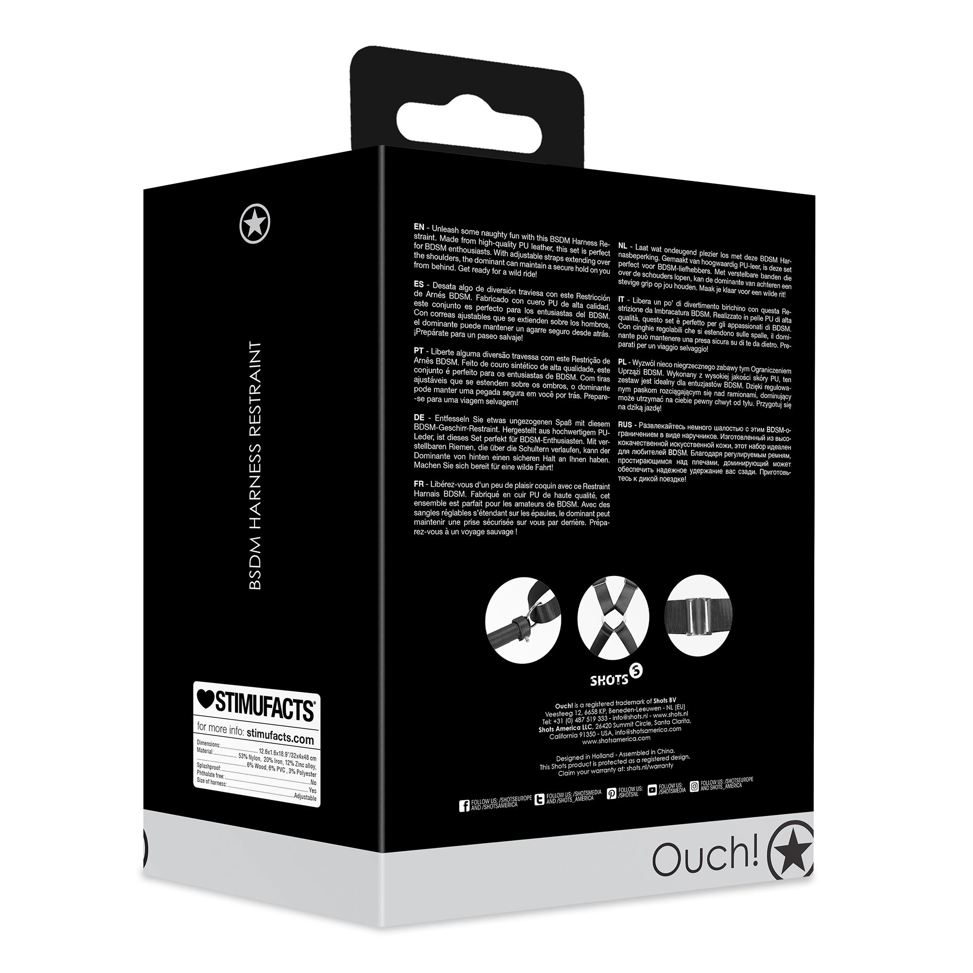 costrittivo bondage harness restraint nero