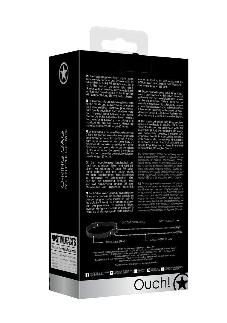 morso bondage con pinze o ring nero