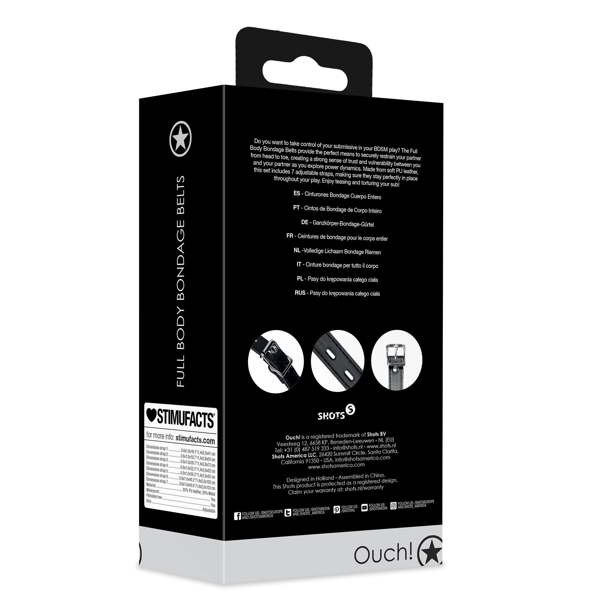 costrittivo bondage corpo belts nero