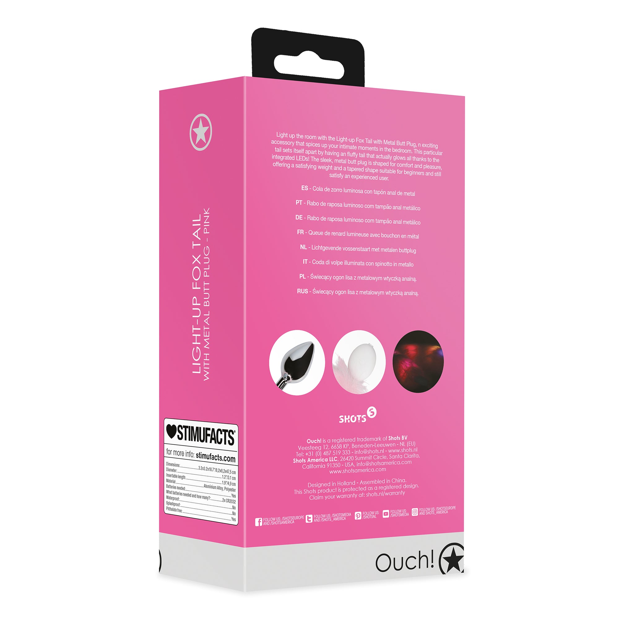 plug anale con coda light up fox tail rosa