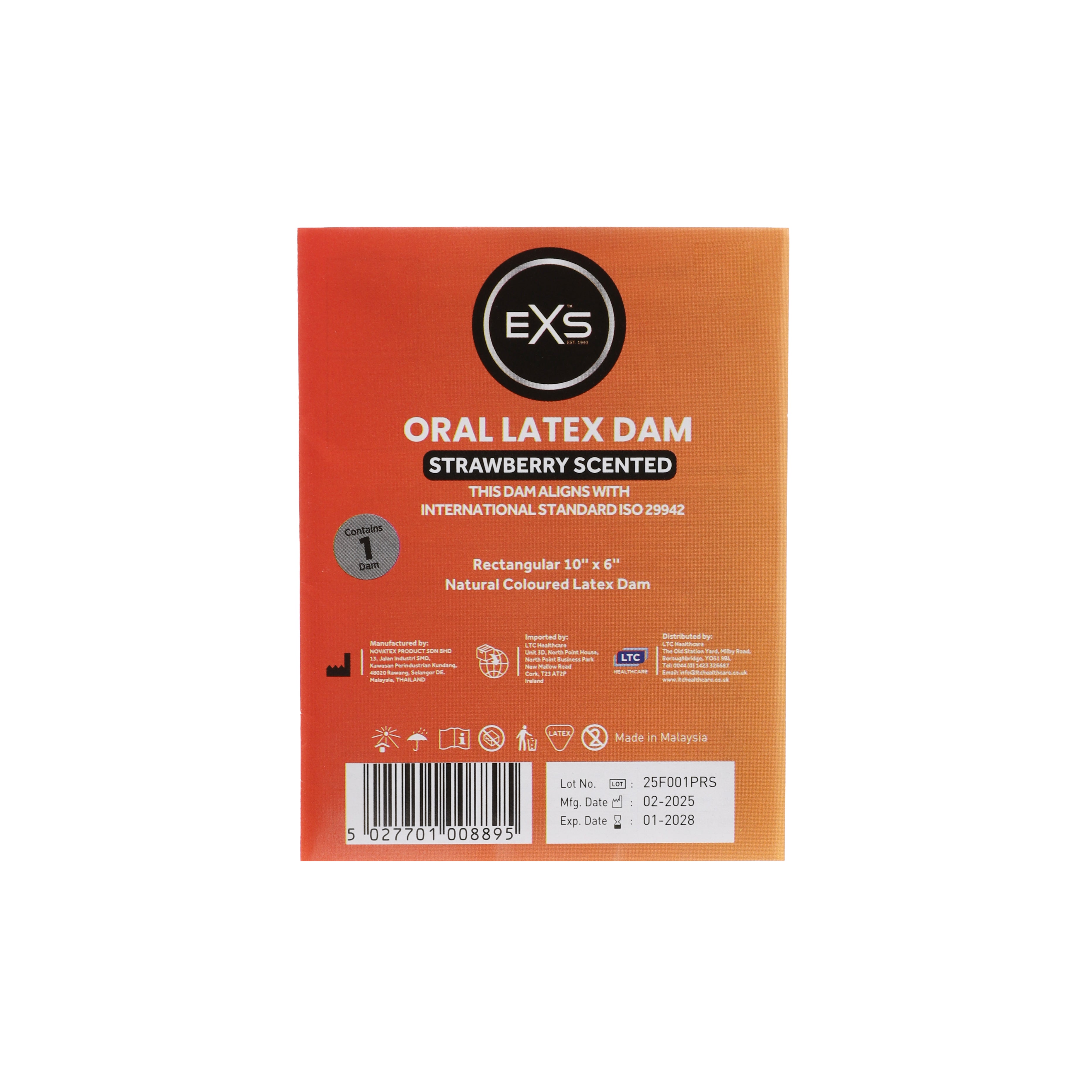 preservativi aromatizzati oral dams fragola 100pz exs