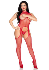 tuta sexy cupless rosso taglia unica leg avenue