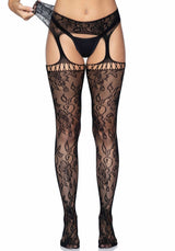 calze sexy garter belt stockings nero taglia unica leg avenue fronte