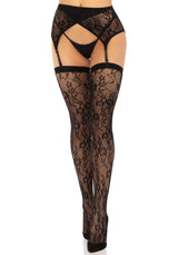 calze sexy lace thigh and arterbelt nero taglia unica leg avenue fronte