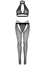 Completino Sexy Fishnet Top G String and Tights Nero