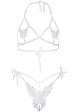 completino sexy open bra and pearl panty bianco taglia unica leg avenue