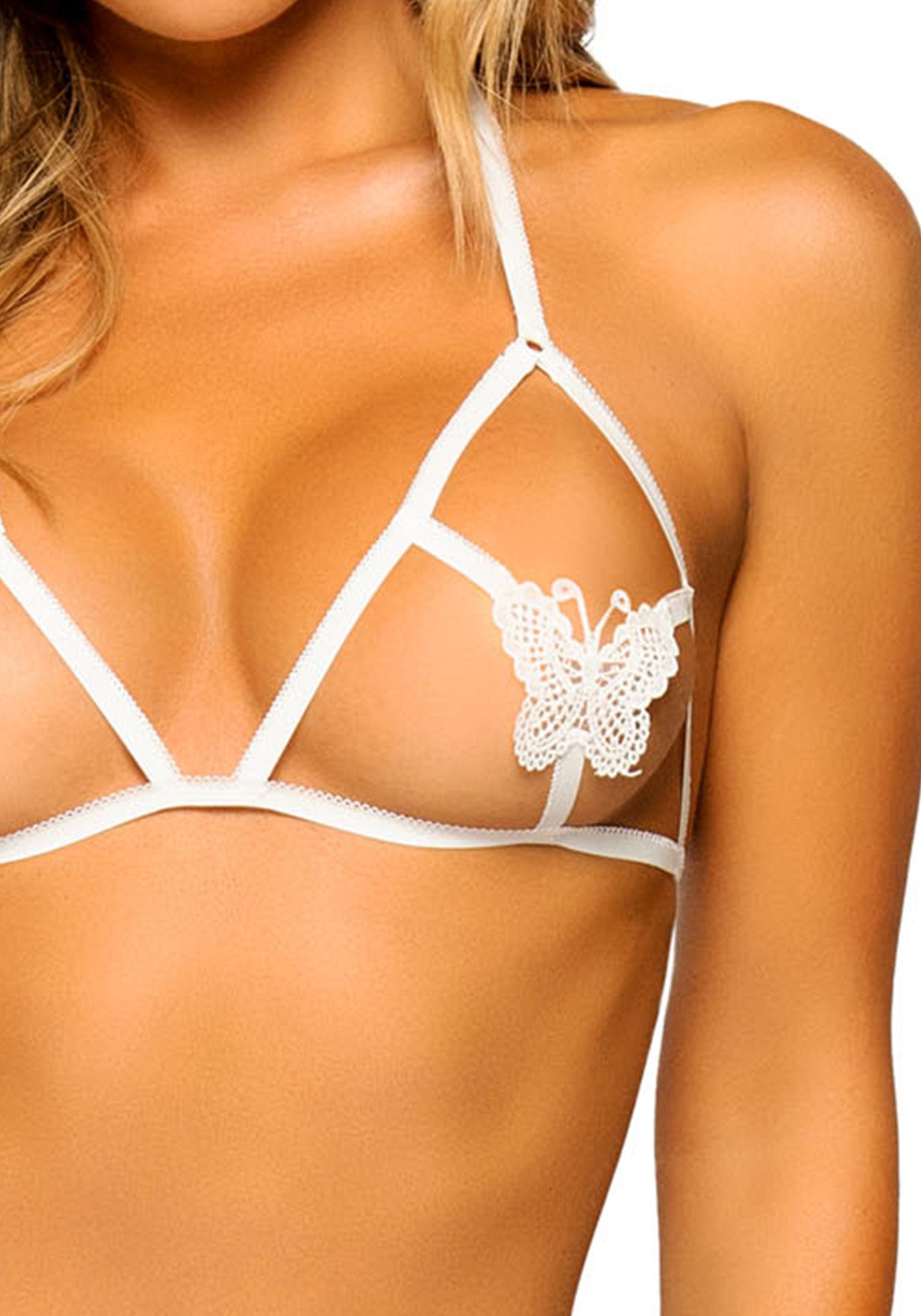 completino sexy open bra and pearl panty bianco taglia unica leg avenue