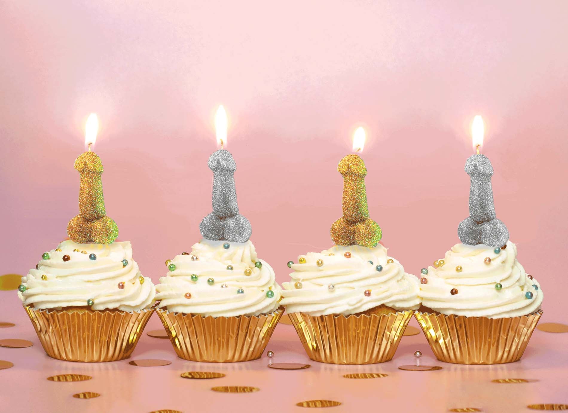 candeline a forma di pene glitter