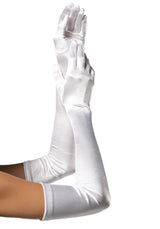 guanti sexy extra long satin bianco leg avenue