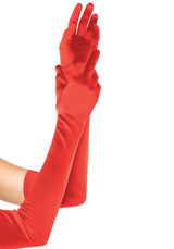guanti sexy extra long satin rosso leg avenue