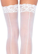 calze sexy sheer thigh highs bianco taglia unica leg avenue