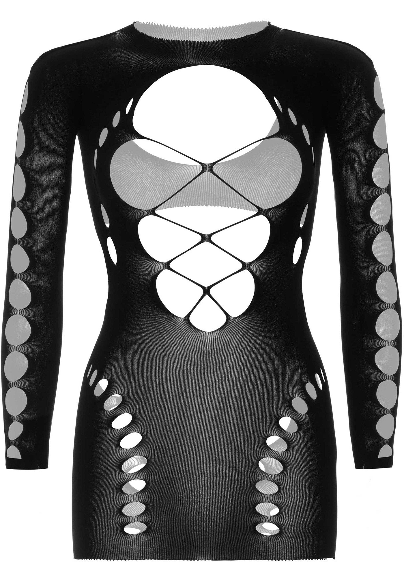 mini abito sexy long sleeve cut out nero taglia unica leg avenue accessori