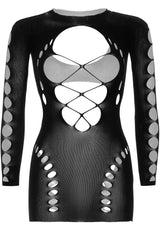 mini abito sexy long sleeve cut out nero taglia unica leg avenue accessori