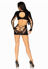 mini abito sexy long sleeve cut out nero taglia unica leg avenue retro