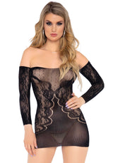 mini abito sexy off the shoulder nero taglia unica leg avenue principale