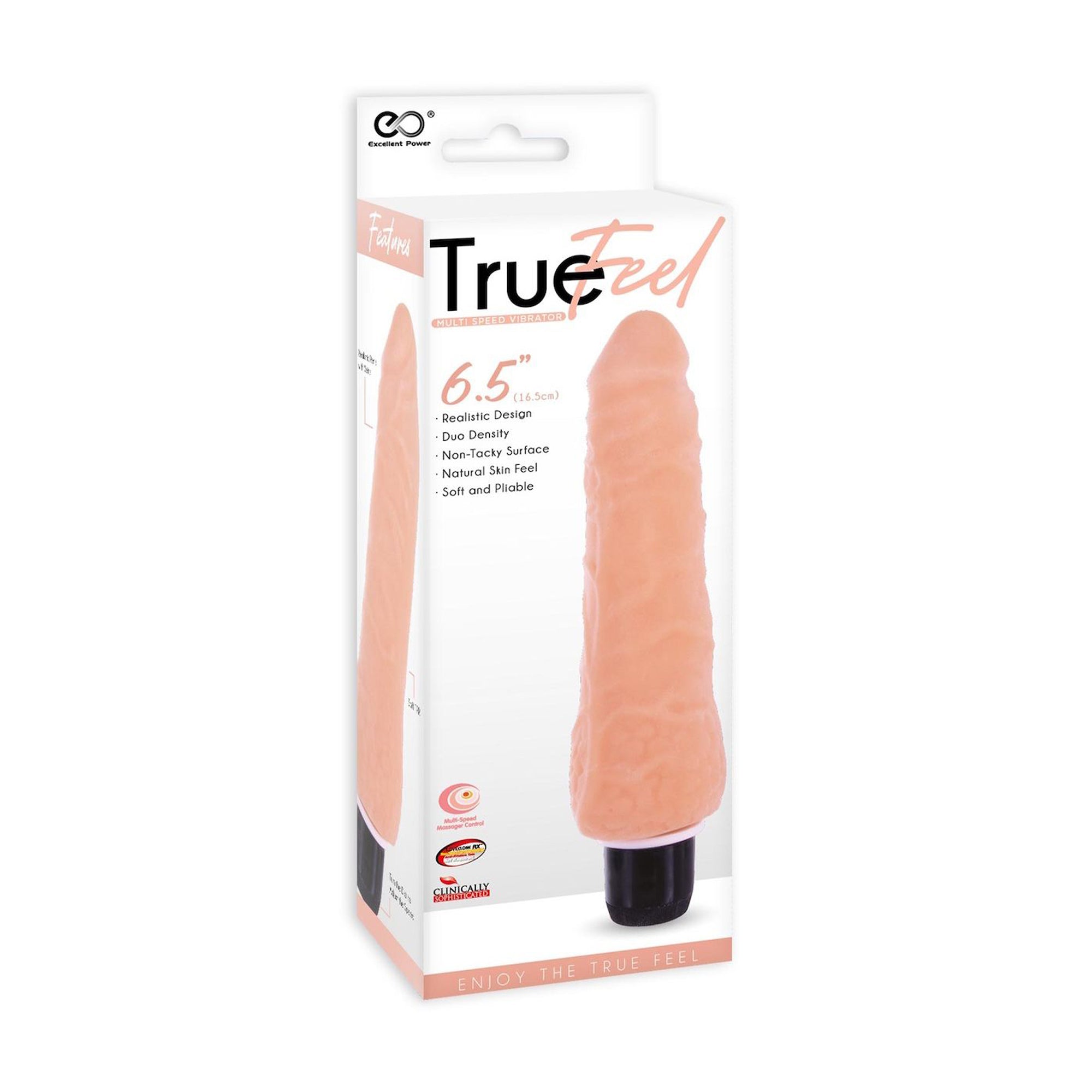 vibratore realistico true feel rosa flesh excellent power confezione